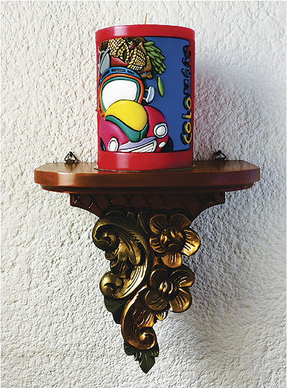 ACCESORIOS DECORATIVOS para velas, elaborados a mano - ILUMINARTE &reg;: REPISA EN MADERA TALLADA 1 / handmade decorative accessories for candles: carved wooden wall shelf 1