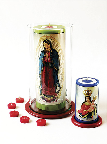 Vela Decorativa pintada al Óleo: Virgen de Guadalupe 2 / decorative handmade candle painted in oil: Virgin of Guadalupe 2
