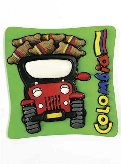 Imán Decorativo en Relieve: Yipao 1 / handcrafted decorative embossed magnet: Yipao - colombian typical transport 1