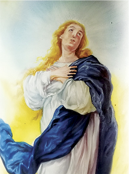 Vela Decorativa pintada al &Oacute;leo: La Inmaculada Concepci&oacute;n 1 / decorative handmade candle painted in oil: The Immaculate Conception 1